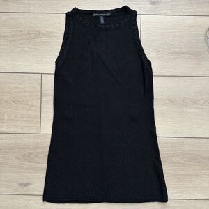 White House Black Market Sleeveless Shirt Womens Black Chunky Knit Tank Top M